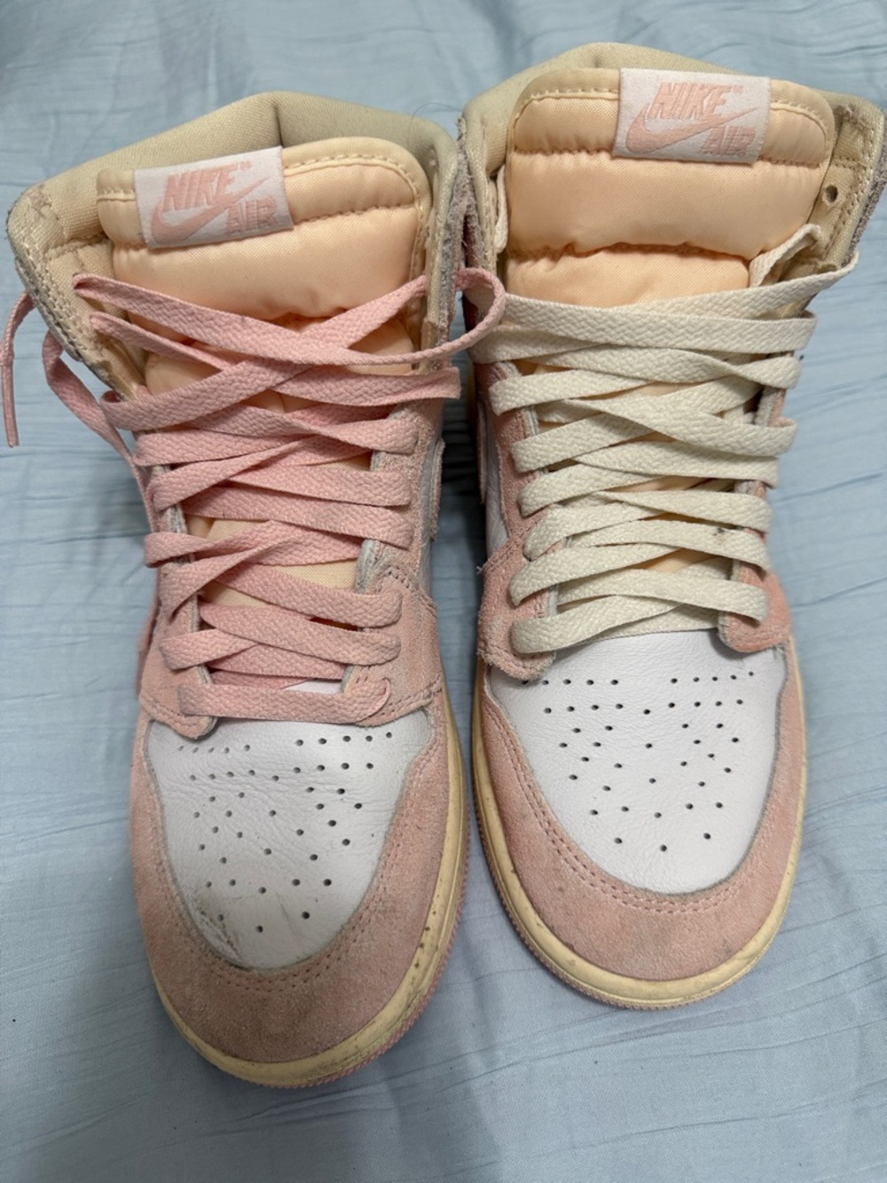 Nike Two-Tone High-Top Sneakers in Pastel Pink & Cream